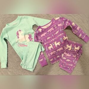 Unicorn Dreams Kids Pajama Sets - Mint and Purple